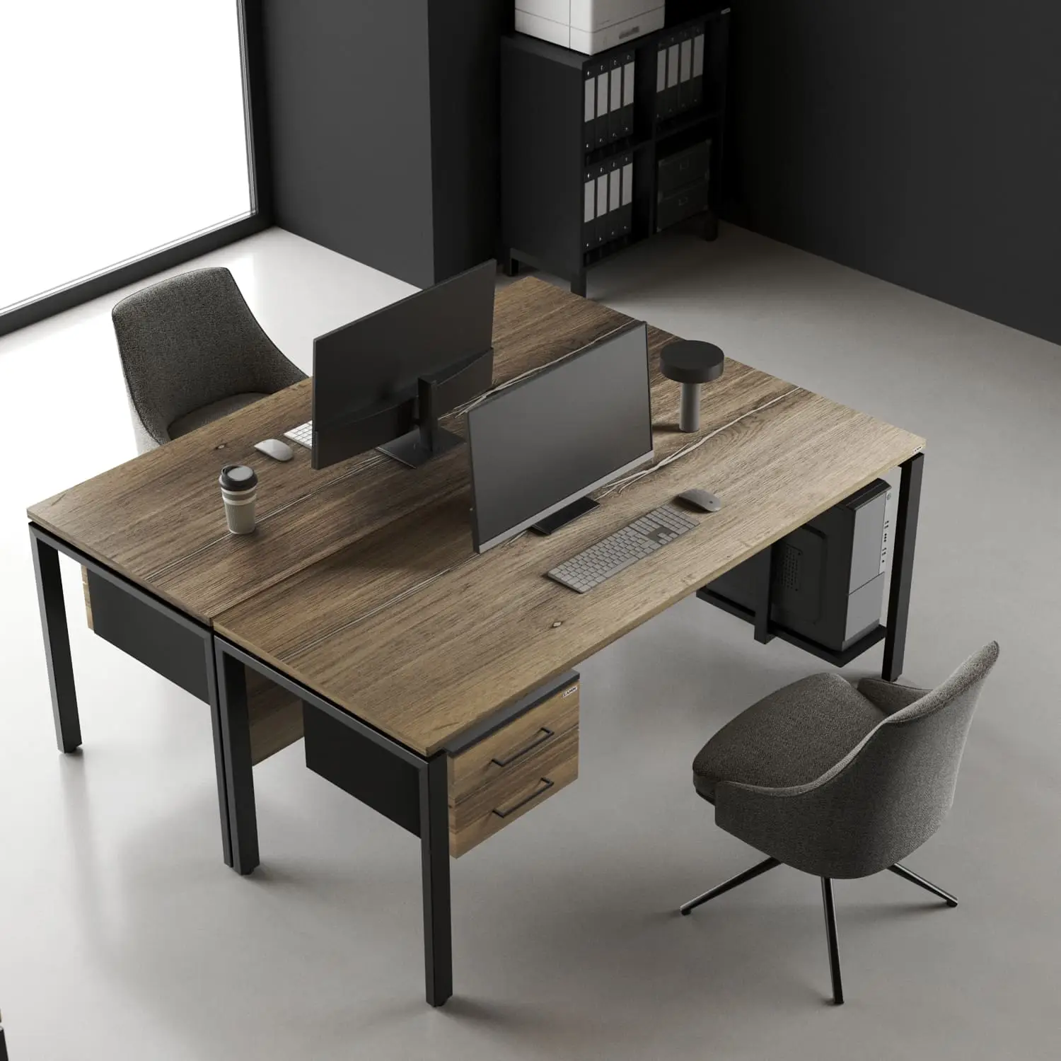 Офисные столы с подвесной тумбой