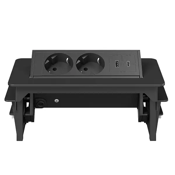 Розеточный блок выдвижной Power Box (2 розетки, 1 разъем USB Type A, 1 разъем USB Type C)