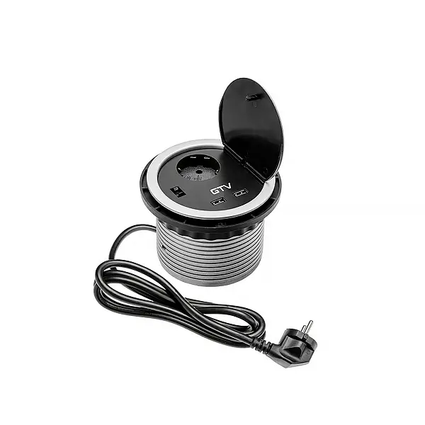 Розетка круглая встраиваемая CHARGER с 2 USB разъемами