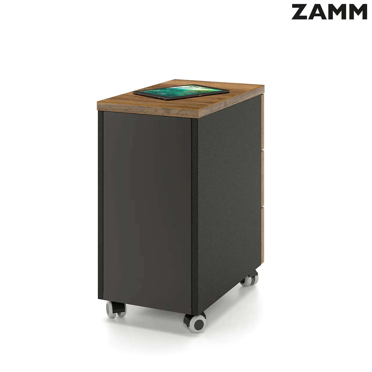 Тумба мобильная узкая ZAMM 3 ящика с центральным замком