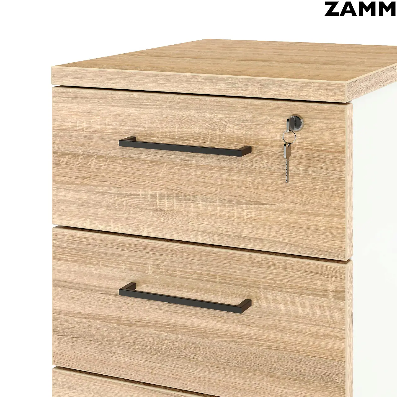 Тумба мобильная узкая ZAMM 3 ящика с центральным замком