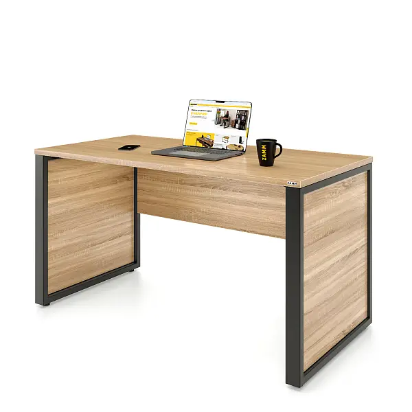 Стол прямой Зета PRO с экраном ЛДСП и боковыми вставками