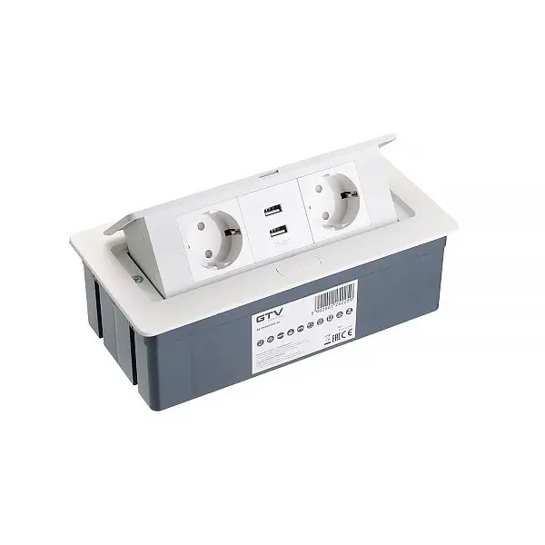 Блок встраиваемый SOFT с 2 розетками и 2 USB разъемами