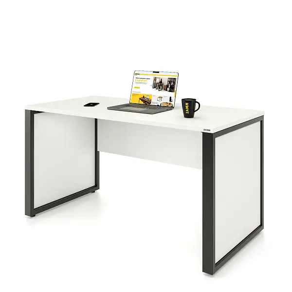 Стол прямой Зета PRO с экраном ЛДСП и боковыми вставками