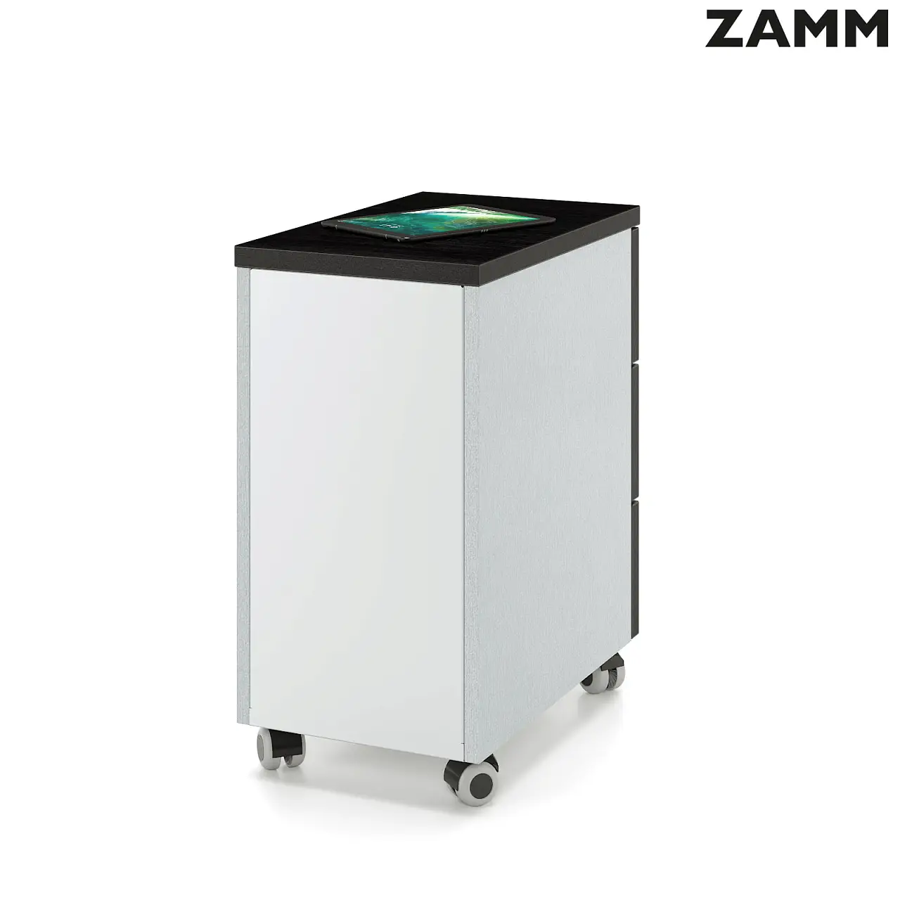 Тумба мобильная узкая ZAMM 3 ящика с центральным замком